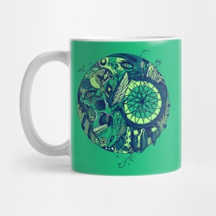 NGreen Skull and Dreamcatcher Circle Mug